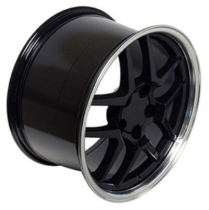 Fits Corvette Wheel C5 Z06 Rim - CV04 17x9.5 Black Corvette Rim