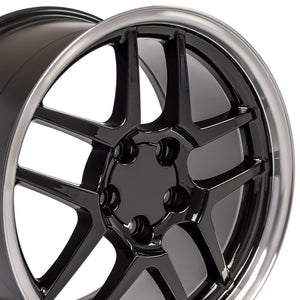1997 - 2004 Corvette C5 Z06 Rim - CV04 18x10.5 Gloss Black with Machine Lip
