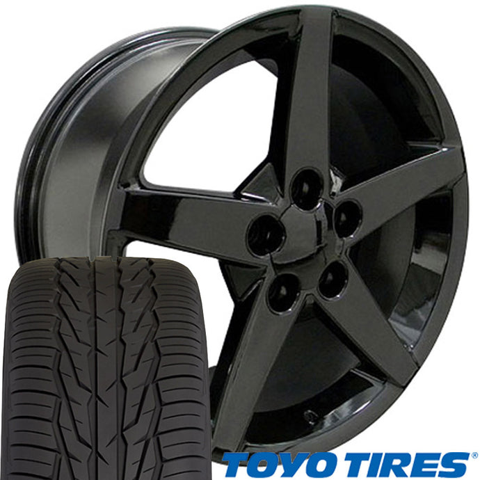 Fits Corvette Wheels And Tires Black CV06A Corvette Rims And Tires Extenza