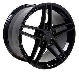 Fits Corvette Wheel C6 Z06 Rim - CV07A 17x9.5 Black Corvette Rim