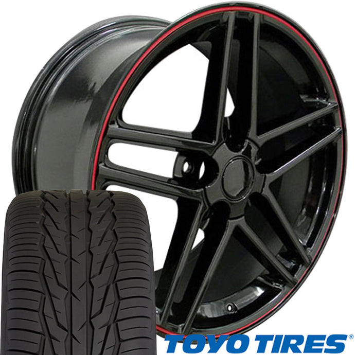 Fits Corvette Wheels And Tires Redline CV07A 17x9.5 Corvette Rims And Tires Extenza