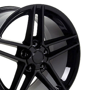 Fits Corvette Wheel C6 Z06 Rim - CV07A 18x9.5 Black Corvette Rim