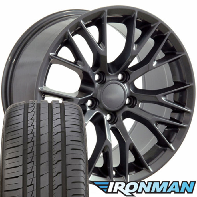 Fits Corvette Wheels And Tires Gunmetal CV22B Corvette Rims And Tires