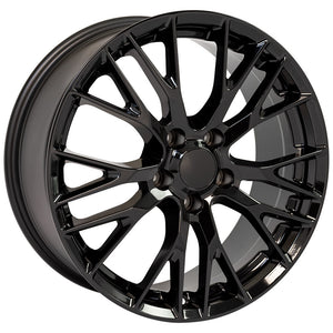 Fits Corvette Wheel - C7 Z06 Rim Style - CV22C Black Corvette Wheels 20x10/19x8.5 Staggered
