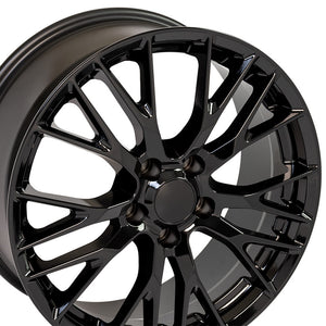 Fits Corvette Wheel - C7 Z06 Rim Style - CV22C Black Corvette Wheels 20x10/19x8.5 Staggered