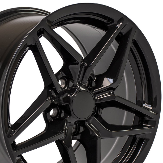 Fits Corvette Wheel C7 ZR1 Rim - CV31 17x9.5 Black Corvette Rim