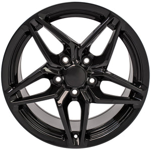 Fits Corvette Wheel C7 ZR1 Rim - CV31 17x9.5 Black Corvette Rim