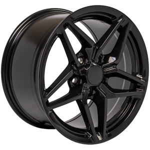 Fits Corvette Wheel C7 ZR1 Rim - CV31 17x9.5 Black Corvette Rim