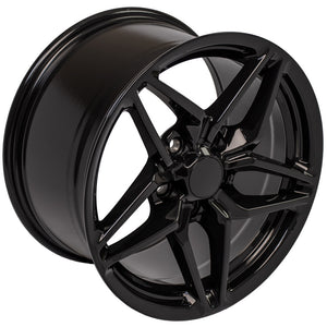 Fits Corvette Wheel C7 ZR1 Rim - CV31 17x9.5 Black Corvette Rim