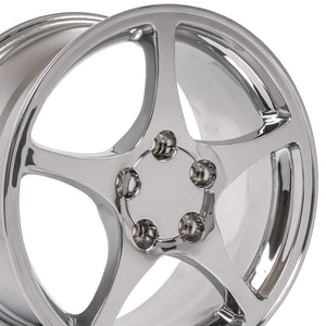 Corvette C5 STYLE Rims for 1988-1996 Corvette C4 and 93-02 Camaro Firebird CV05 Chrome Corvette Wheels 18x9.5 and 17x8.5 Staggered from OE Wheels
