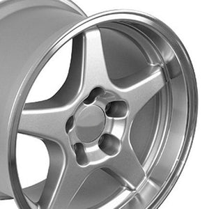 Fits Corvette Wheel ZR1 Rim - CV01 17x11 Silver Mach'd Corvette Rim