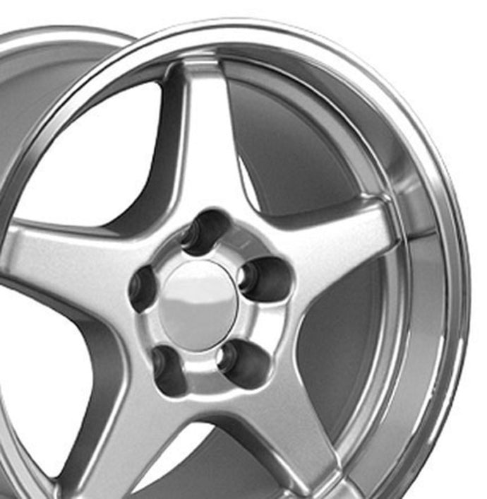 Fits Corvette ZR1 Rims CV01 Silver Corvette Wheels 17x11/17x9.5 Staggered