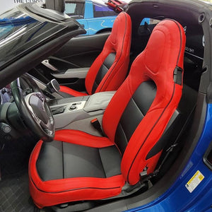 2014-19 Corvette C7 Red with Black Leather Seat Covers from KustomCover