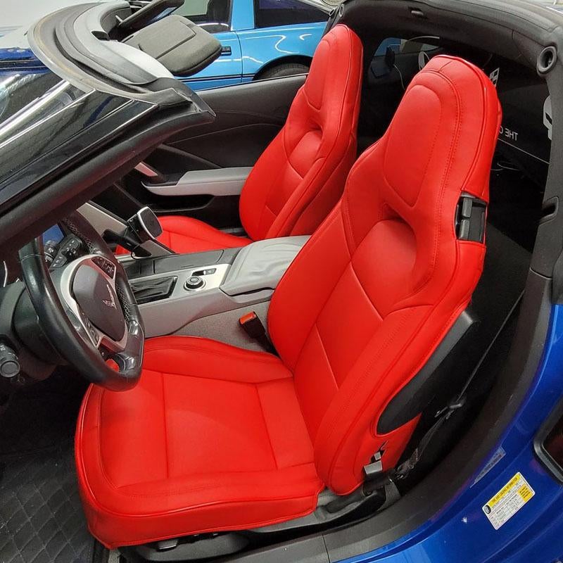 201419 Corvette C7 All RED Leather Seat Covers from KustomCover