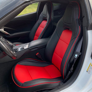 2014-19 Corvette C7 BLACK with RED Leather Seat Covers from KustomCover