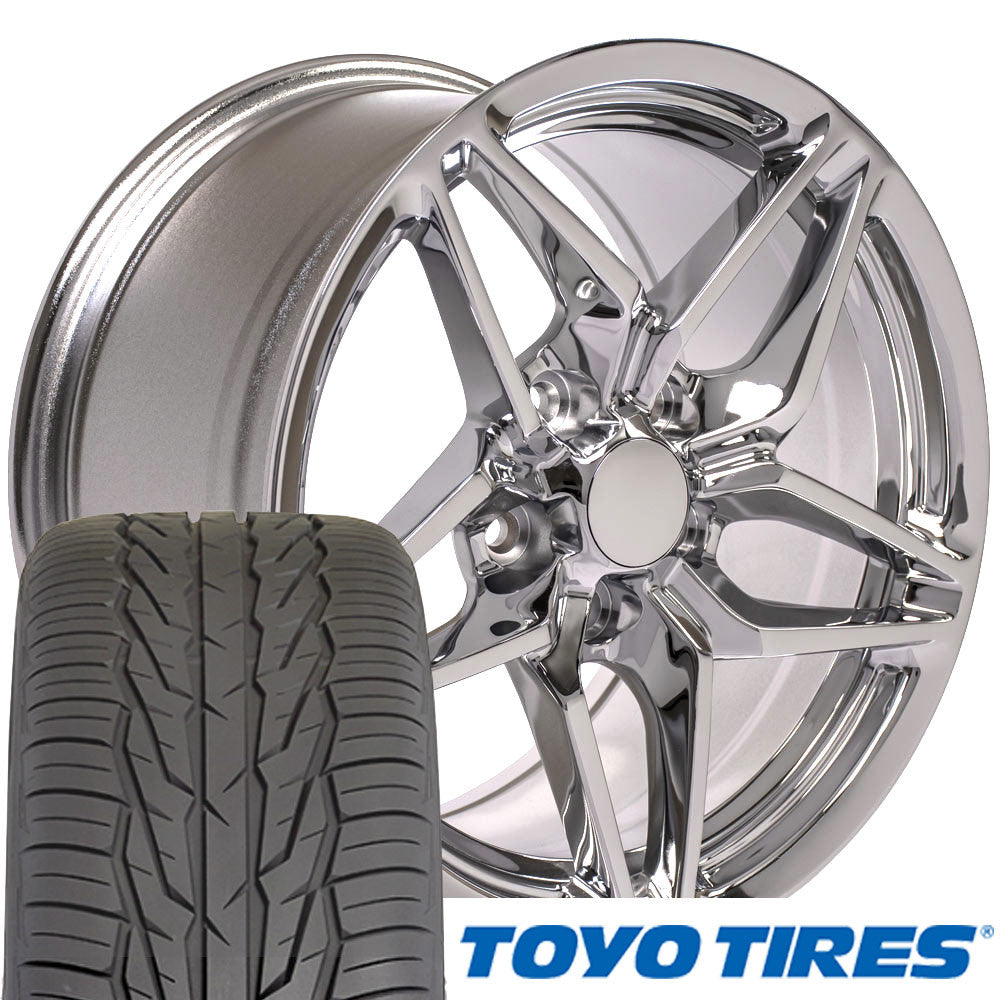 Fits Corvette Wheels And Tires Chrome CV31 17x9.5 Corvette Rims And Ti ...