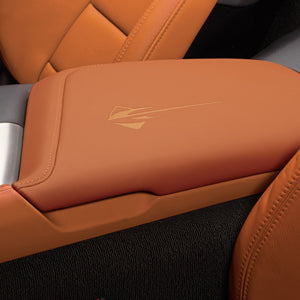 2014 - 2019 C7 Corvette Kalahari Genuine Leather Center Console Armrest Lid with Embroidered Stingray Logo