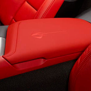 C7 Corvette GM Red Leather With Red Embroidered Stingray Logo Console Lid