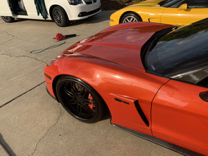 Corvette C6 Z06 Carbon Fiber HydroGraphics Body Color Painted Front Fender Grilles 2006 - 2013