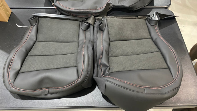 2014 - 2019 Corvette C7 OEM GM Seat Cover Bottoms - Jet Black with Suede Red Stitching