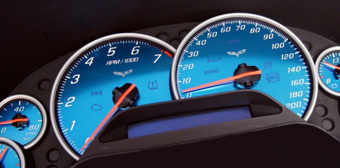 Corvette C6 Speedometer Gauge Faces Kit - AQUA