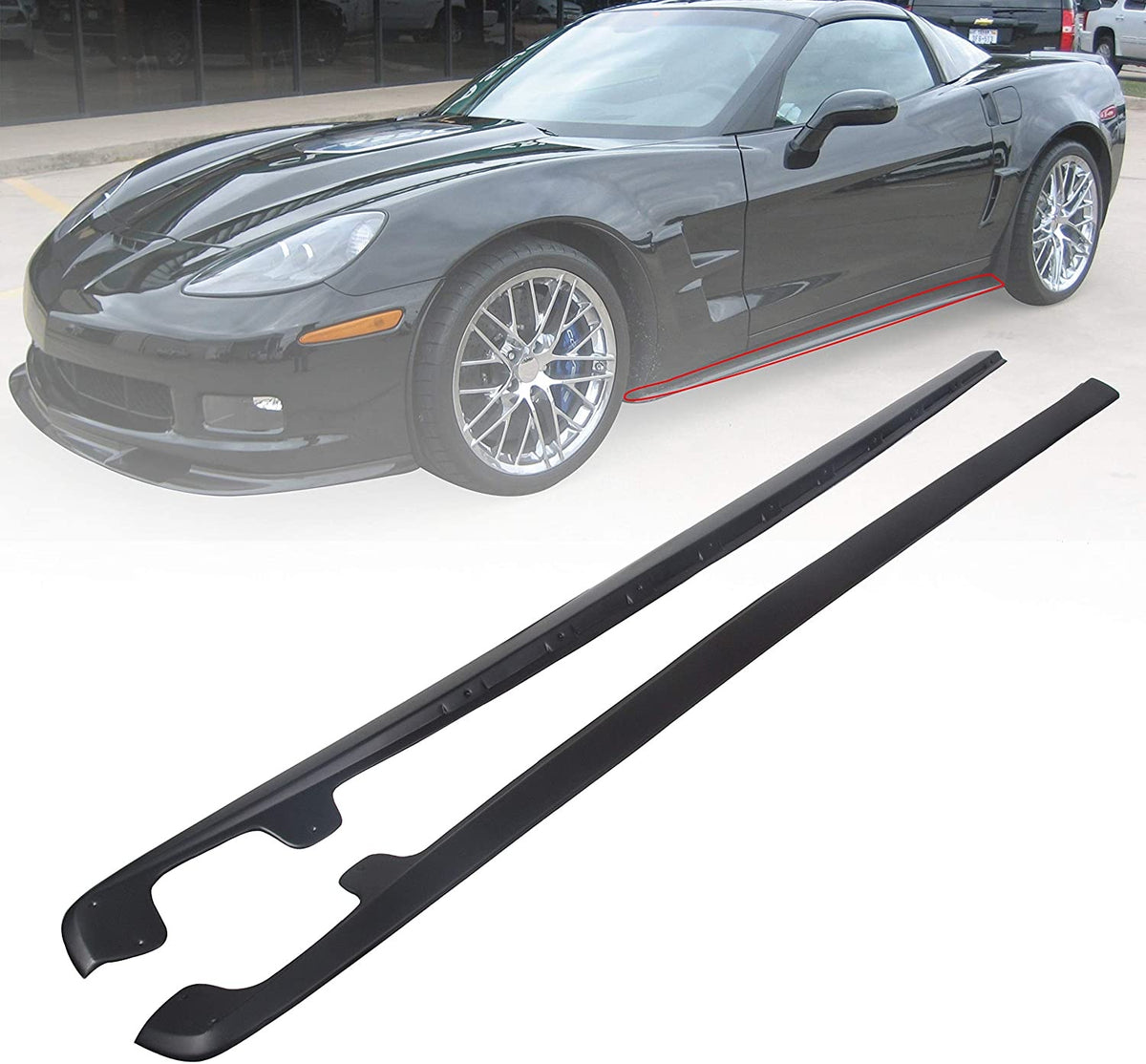 Corvette C6 Grand Sport Z06 ZR1 Side Skirts Rocker Panels Custom Paint ...