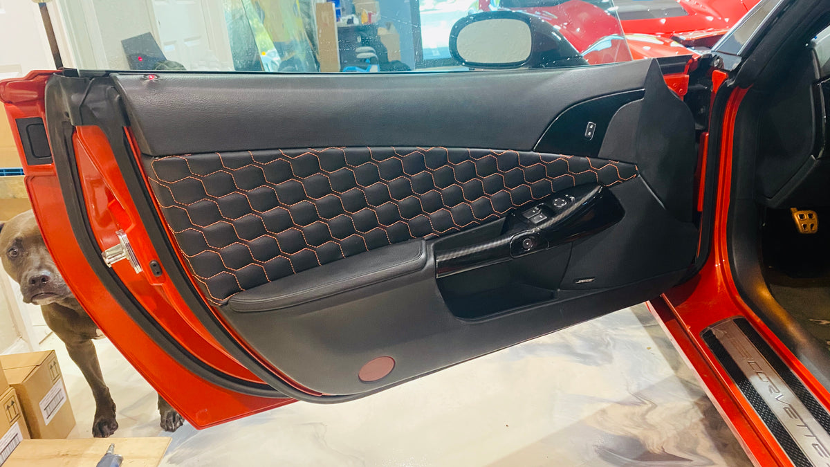 Corvette C6 Custom Interior - Upholstered Diamond Stitched Door Panels ...