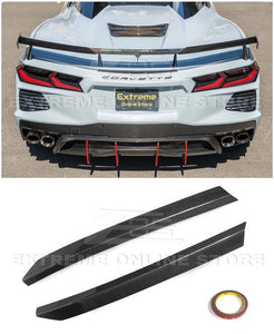 For 20-Up Corvette C8 Carbon Fiber High Wing Spoiler Visible Carbon Fiber Wickers