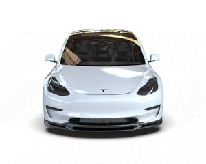 Tesla Model 3 Carbon Fiber Gloss Black Front Splitter Lip Spoiler | Cyber BETA