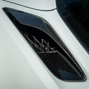 2014 - 2019 C7 Corvette Z06 ZR1 Style Upper Quarter Panel Vent Grilles - Real Carbon Fiber
